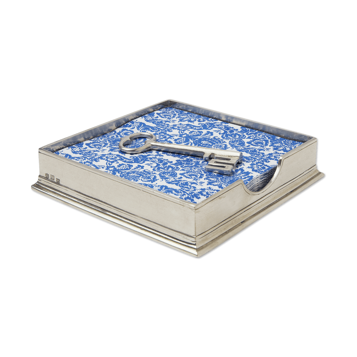 MATCH pewter luncheon napkin box with key weight
