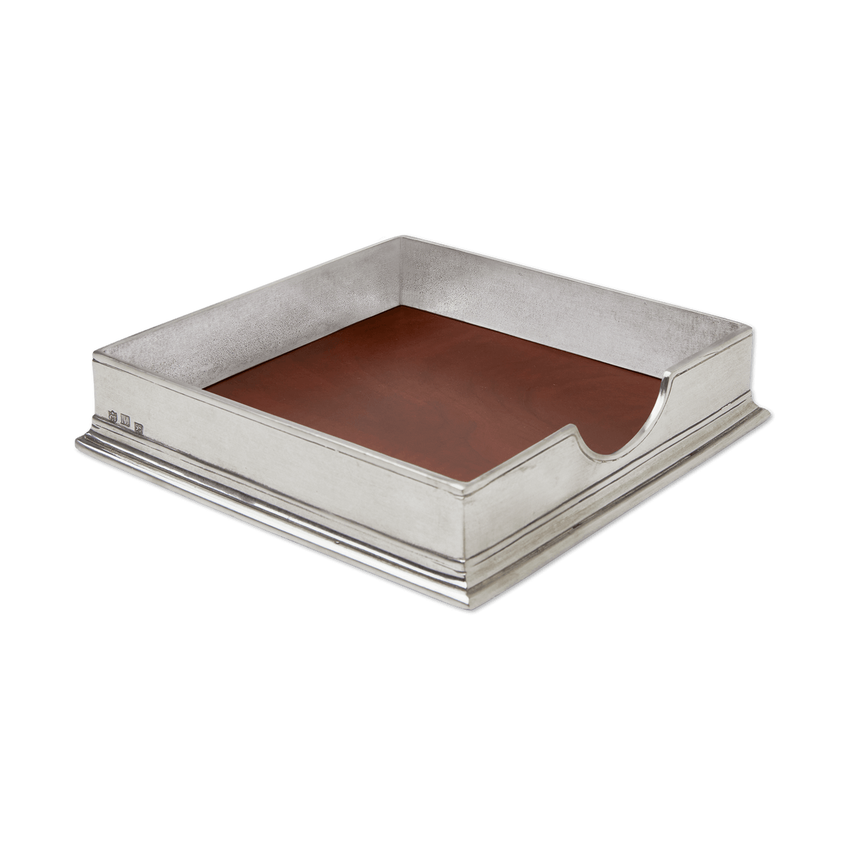 MATCH pewter luncheon napkin box with napkins