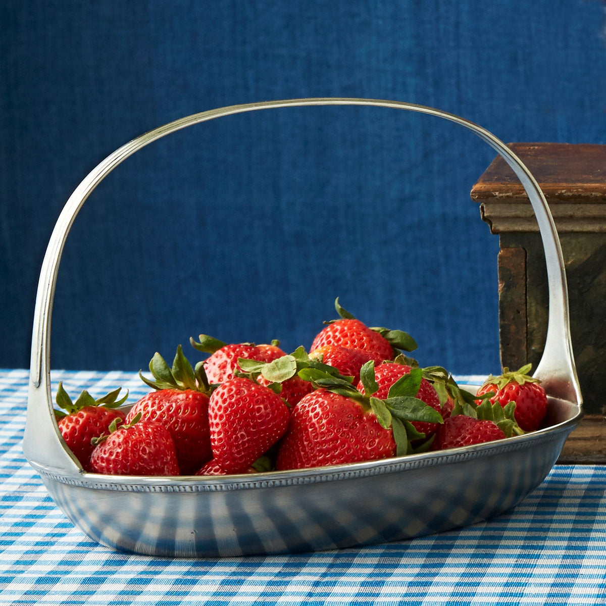MATCH pewter oval basket bowl with fruit