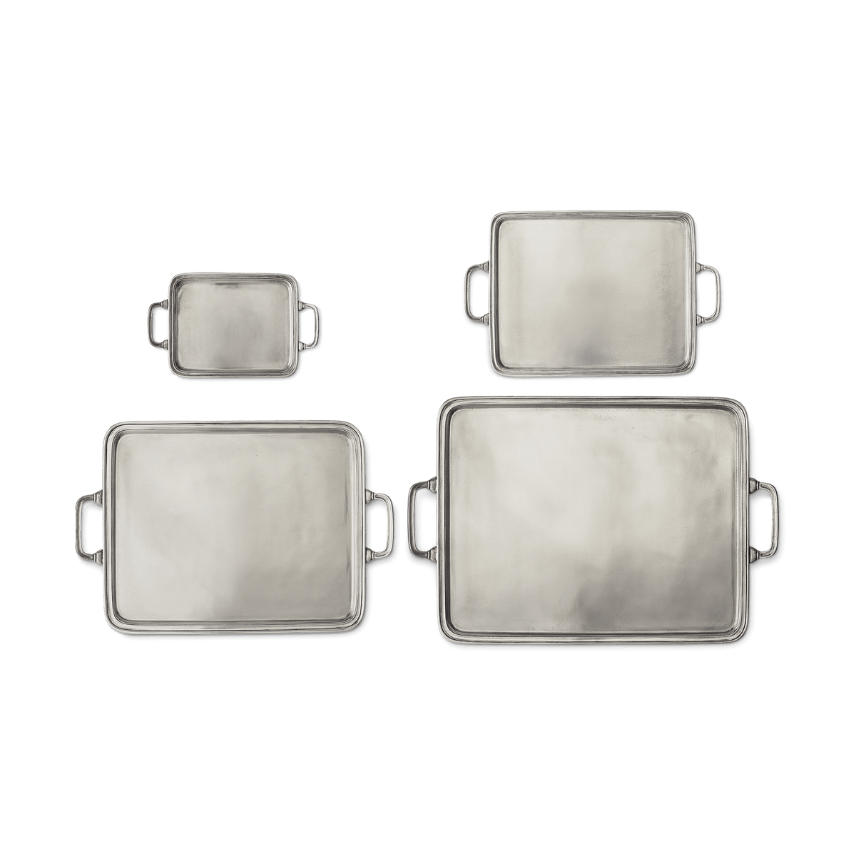 MATCH pewter rectangle tray with handles styled