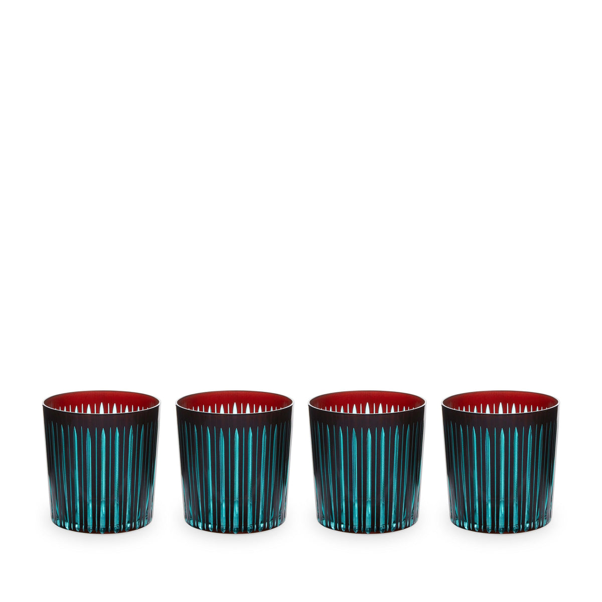 L'Objet Prism Double Old Fashioned Glasses, Set of 4, Bordeaux