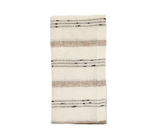 Kim Seybert Stria Napkin in Ivory & Black, Set of 4