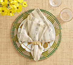 Kim Seybert Stria Napkin in Ivory & Black, Set of 4