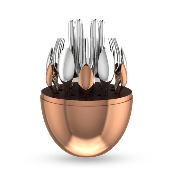 CHRISTOFLE 24-Piece Silver Plated Flatware Set with Pink Gold Storage Capsule