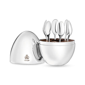 CHRISTOFLE Set of 6 Silver Espresso Spoons in Chest