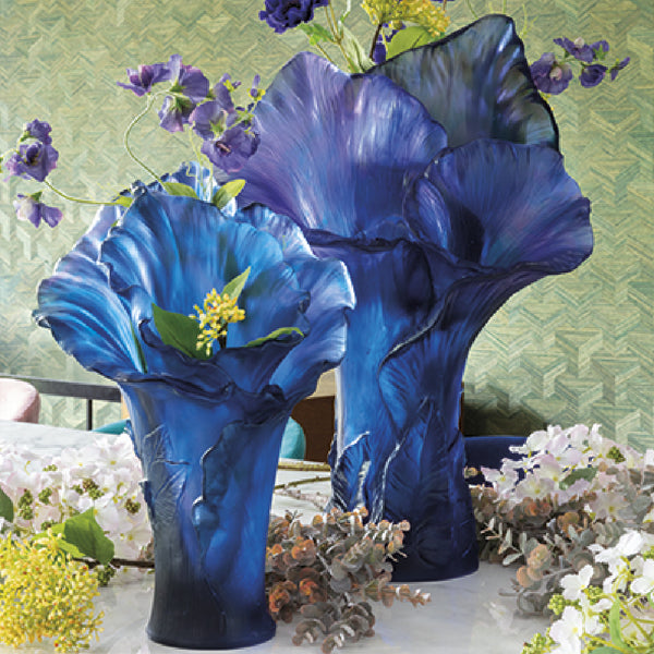 DAUM Vase Arum Dark Blue