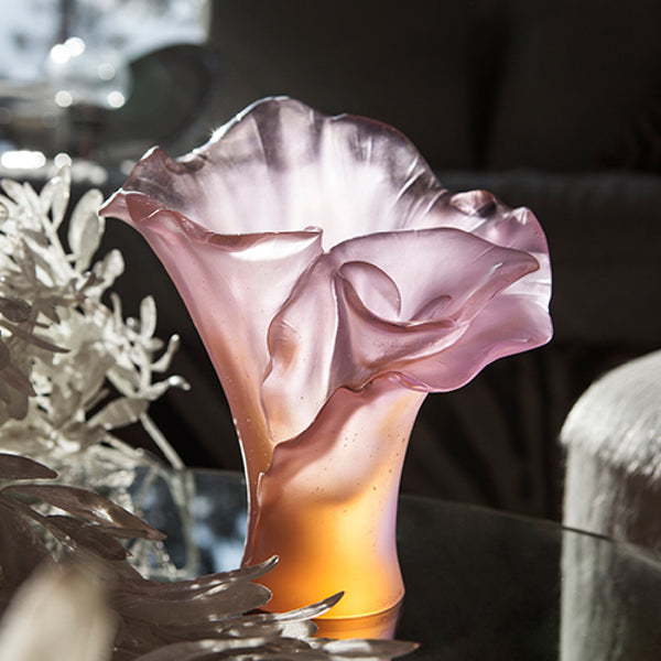DAUM Vase Petit Ambre-Rose Arum Rose