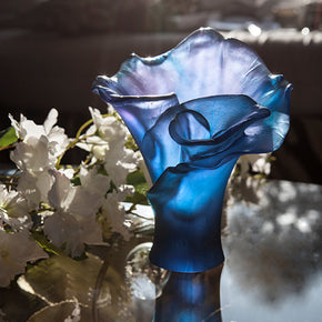 DAUM Blue Small Vase Arum Bleu Nuit