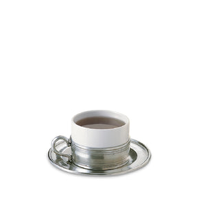 MATCH PEWTER Cappuccino Cup with Saucer Set of 2