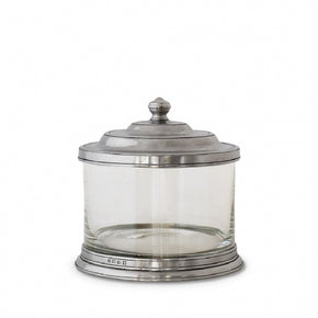 MATCH PEWTER Glass Cookie Jar