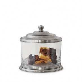 MATCH PEWTER Glass Cookie Jar