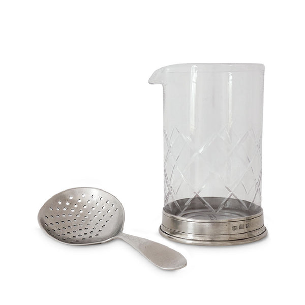 MATCH PEWTER Mixing Glass & Cocktail Strainer Set