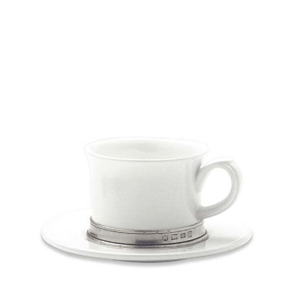 MATCH PEWTER Convivio Cappuccino / Tea Cup with Saucer Set of 2