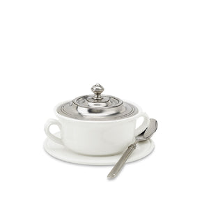 MATCH PEWTER Convivio Covered Soup Bowl with Plate