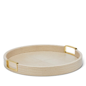 AERIN Carina Croc Leather Medium Round Tray