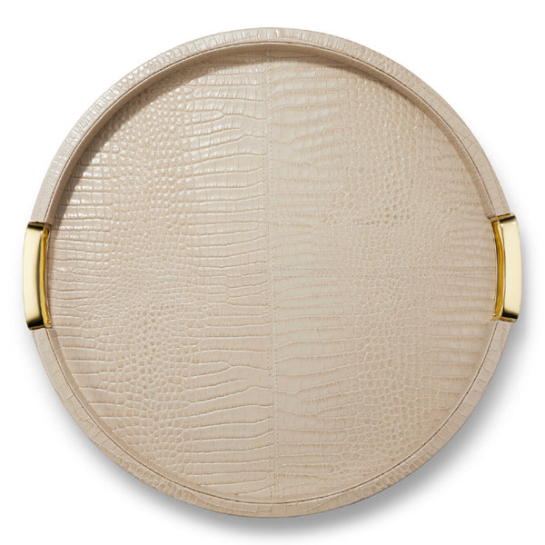 AERIN Carina Croc Leather Medium Round Tray