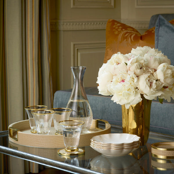 AERIN Carina Croc Leather Medium Round Tray