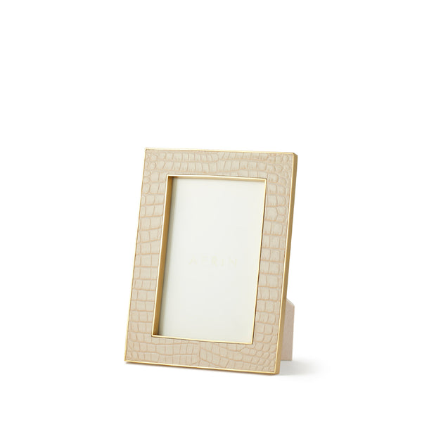 AERIN Classic Croc Leather Frame Fawn