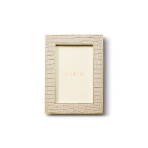 AERIN Classic Croc Leather Frame Fawn