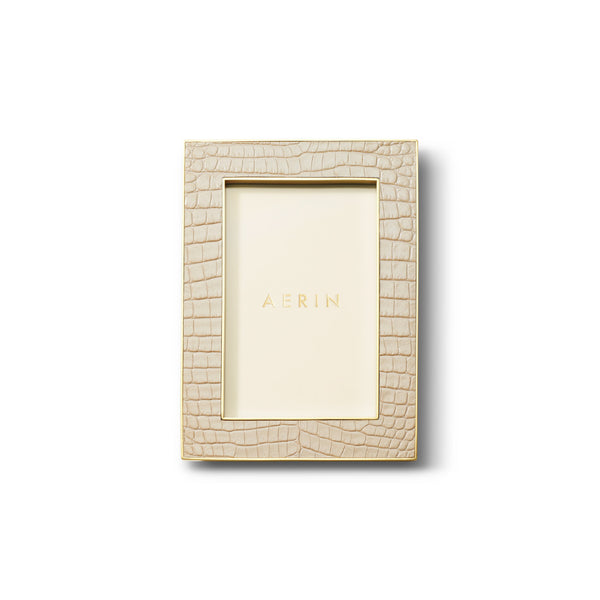 AERIN Classic Croc Leather Frame Fawn