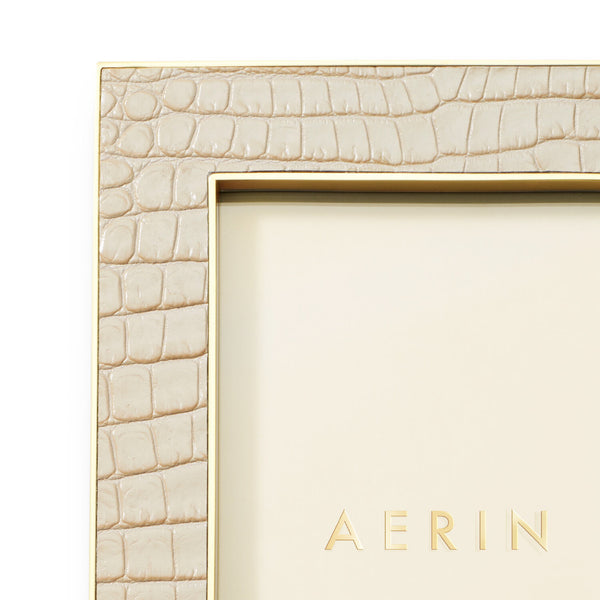 AERIN Classic Croc Leather Frame Fawn