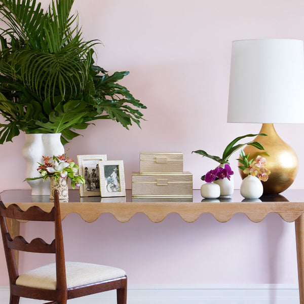 AERIN Classic Croc Leather Frame Fawn