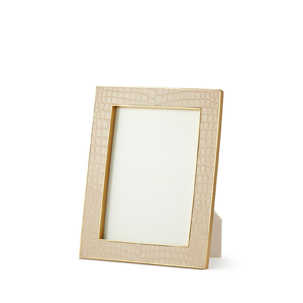 AERIN Classic Croc Leather Frame Fawn