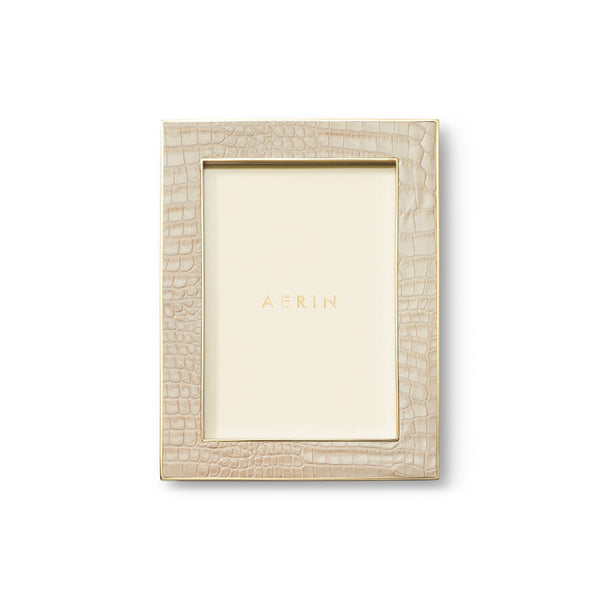 AERIN Classic Croc Leather Frame Fawn