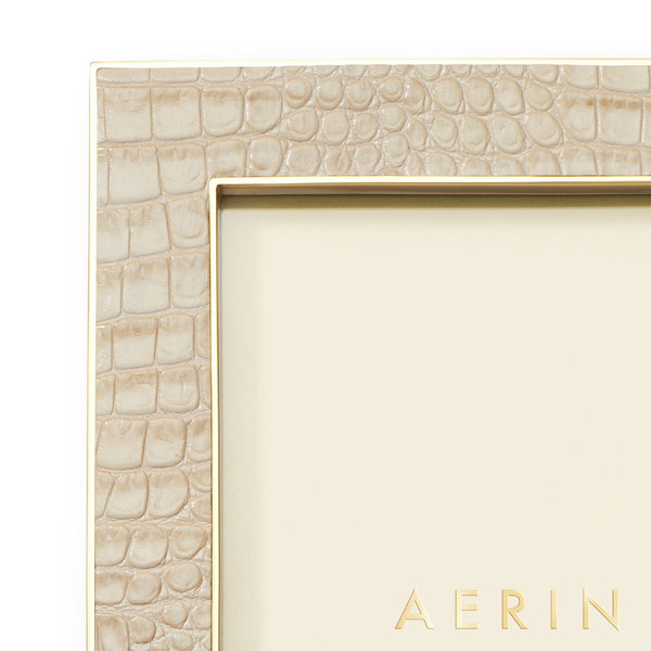 AERIN Classic Croc Leather Frame Fawn