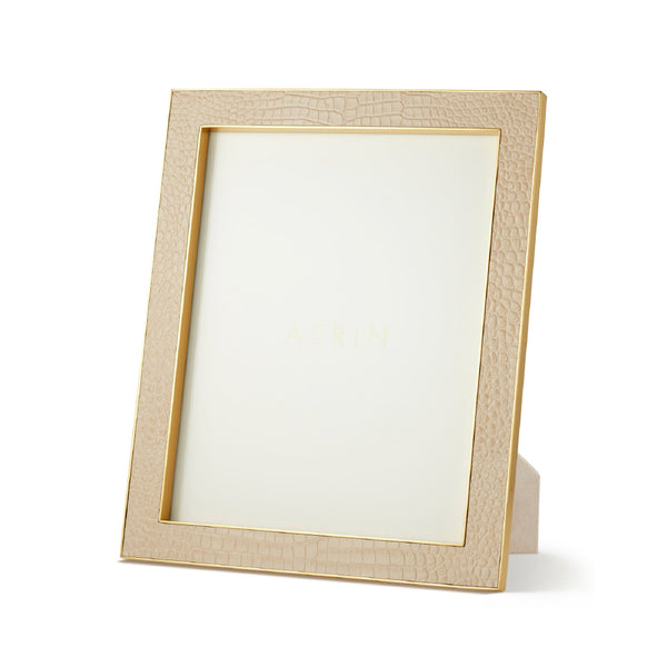 AERIN Classic Croc Leather Frame Fawn