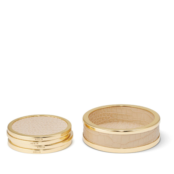 AERIN Colette Croc Leather Coaster Set Of 4