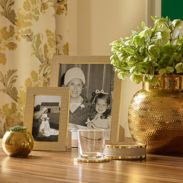 AERIN Colette Croc Leather Coaster Set Of 4