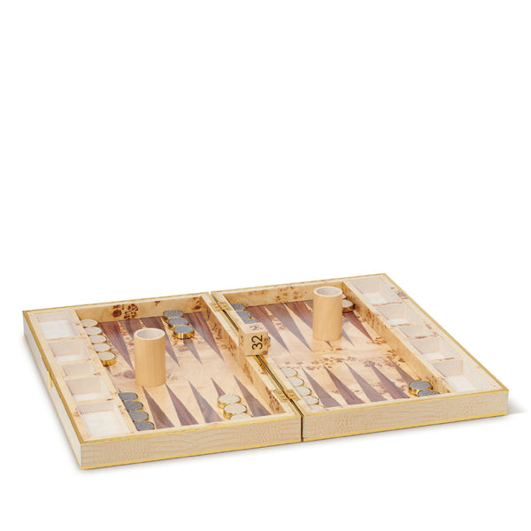 AERIN Croc Leather Backgammon Set
