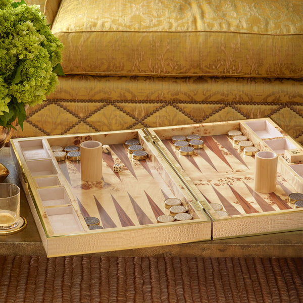 AERIN Croc Leather Backgammon Set