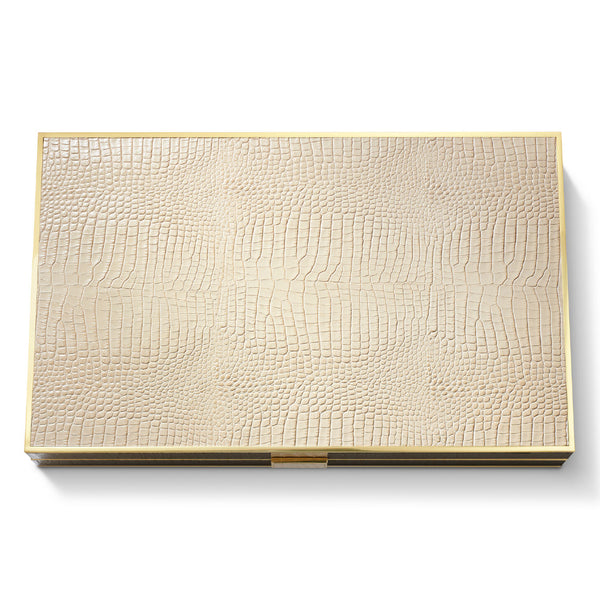 AERIN Croc Leather Backgammon Set