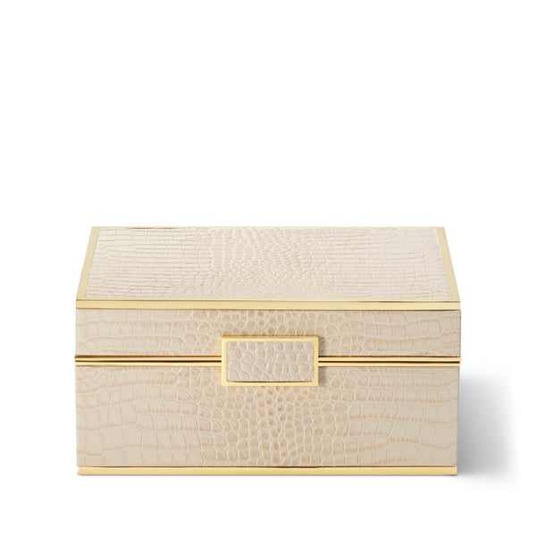 AERIN Classic Croc Leather Jewelry Box Fawn
