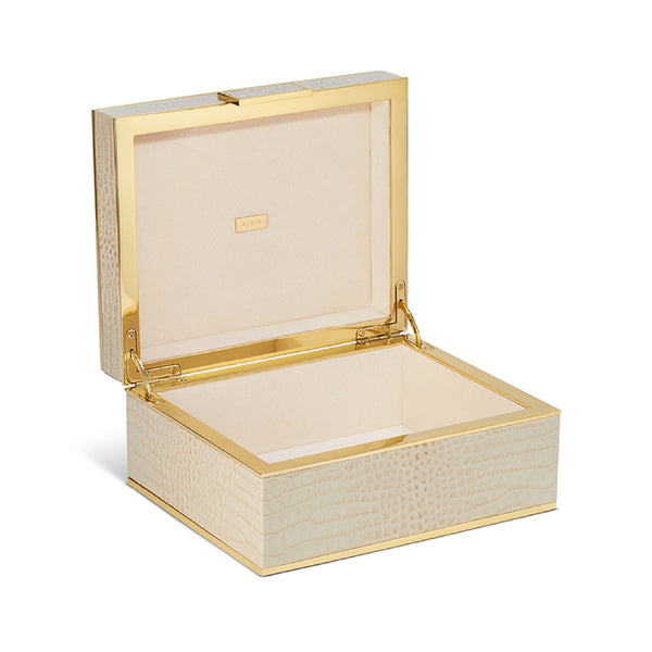 AERIN Classic Croc Leather Jewelry Box Fawn