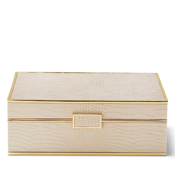 AERIN Classic Croc Leather Jewelry Box Fawn