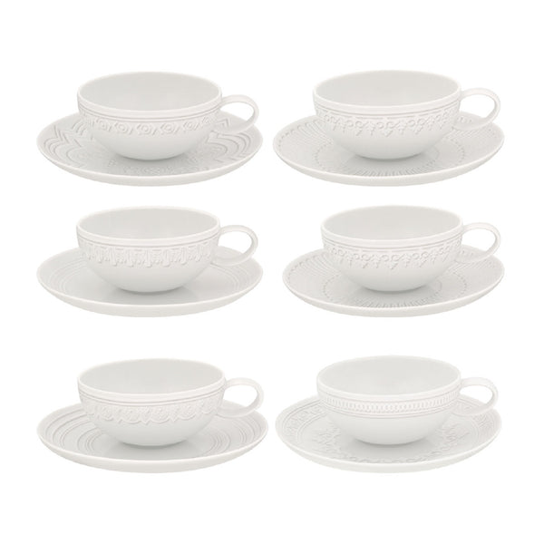 VISTA ALEGRE Ornament Set of 6 Tea Cups and Saucers