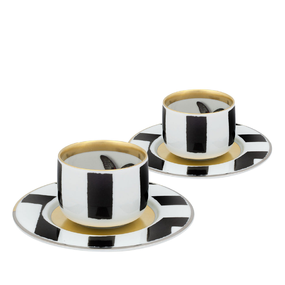 Mojave set of 6 espresso cups and saucers in white - L Objet