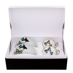 VISTA ALEGRE Butterfly Parade Set of 2 Coffee Cups and Saucers