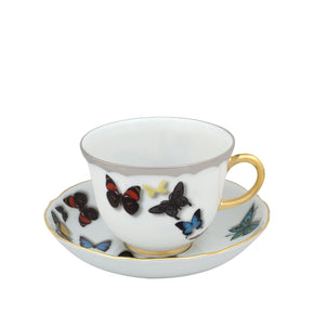 VISTA ALEGRE Butterfly Parade Tea Cup and Saucer Set of 4