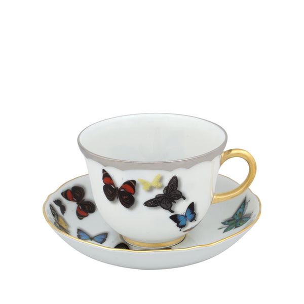 VISTA ALEGRE Butterfly Parade Tea Cup and Saucer Set of 4