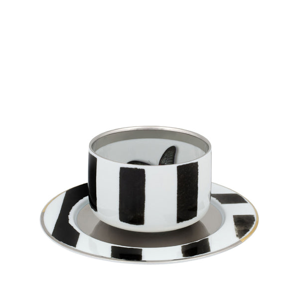 VISTA ALEGRE Sol Y Sombra Tea Cup with Saucer Butterfly Set of 4