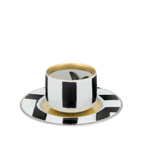 VISTA ALEGRE Sol Y Sombra Coffee Cup with Saucer Butterfly Set of 4