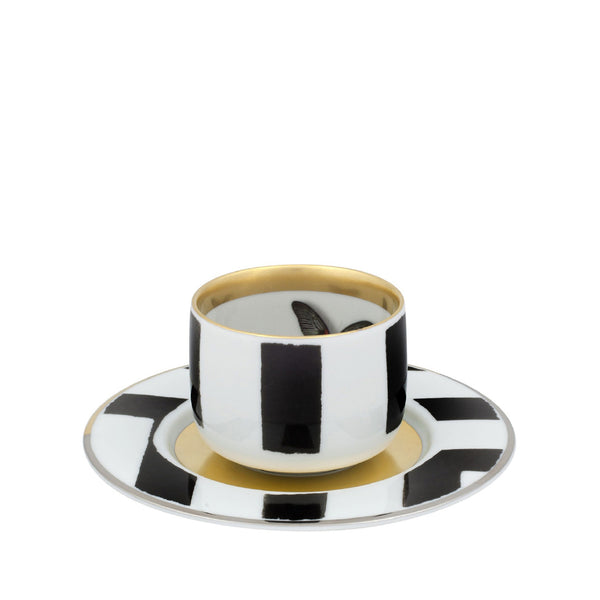 VISTA ALEGRE Sol Y Sombra Coffee Cup with Saucer Butterfly Set of 4
