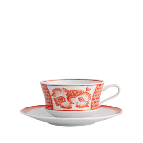 VISTA ALEGRE Coralina Tea Cup and Saucer Set of 4