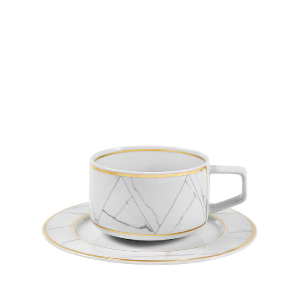 VISTA ALEGRE Carrara Tea Cup and Saucer Set of 4