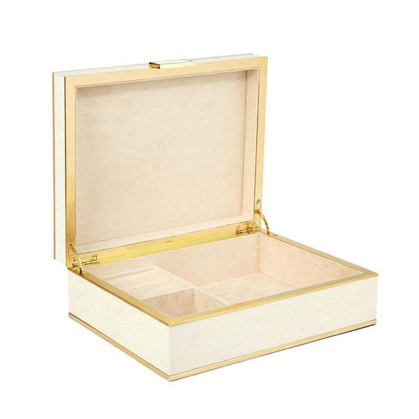 AERIN Classic Shagreen Jewelry Box - Cream