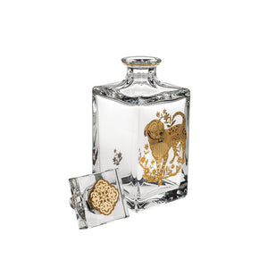 VISTA ALEGRE Golden Whisky Decanter with Gold Dog